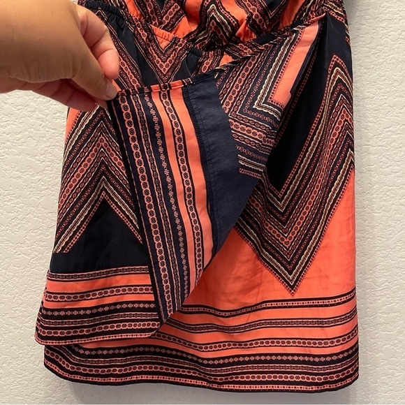 EXPRESS Y2K Tube Top Geometric Chevron Orange Navy Blue Boho Chic‎ Dress Size M - Picture 15 of 16